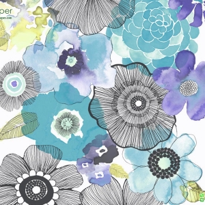 Wallpaper ลายดอกไม้สวยๆสีฟ้า ม่วง