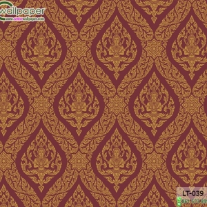 wallpaper ลายไทยห้องพระ ลายเทพพนมสีแดง