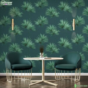 วอลเปเปอร์ลายใบไม้สีเขียว