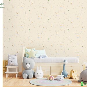 วอลเปเปอร์หน้ากว้าง 1 เมตร ลายกระต่ายแสนสุข