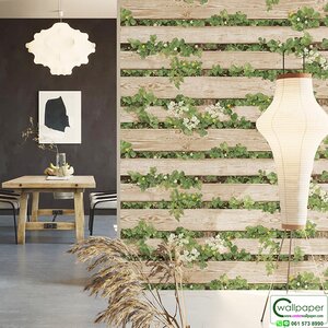 วอลเปเปอร์ลายไม้แนวขวาง มีสวนดอกไม้ No.87020-2