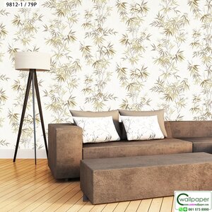 วอลเปเปอร์บ้านลายใบไผ่ สีน้ำตาล No.9812-1