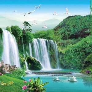 วอลเปเปอร์ปริ้นต์ติ้งลายน้ำตกมงคล JWT-15