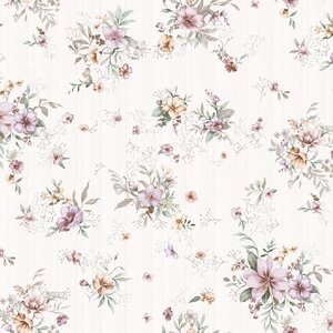 วอลเปเปอร์ลายดอกไม้สีชมพูม่วง พื้นสีขาว