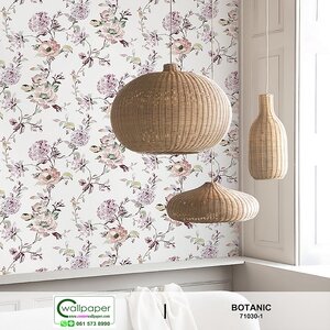 วอลเปเปอร์ลายดอกไม้ สีม่วง-ส้ม No.71030-1