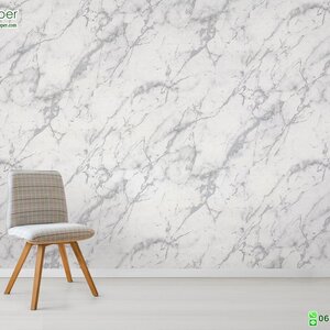 วอลเปเปอร์ลายหินอ่อน สีเทา เงิน