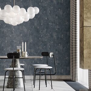 วอลเปเปอร์หน้ากว้าง 1 เมตร ลายปูนเปลือยสีน้ำเงินดำ