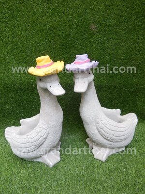 เป็ดใส่หมวก กระถางต้นไม้