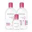 Triple Pack Bioderma Sensibio (Crealine) H2O 500 ml. ขวดชมพู x 2 ขวด + ขวดพกพา 100 ml. 1 ขวด